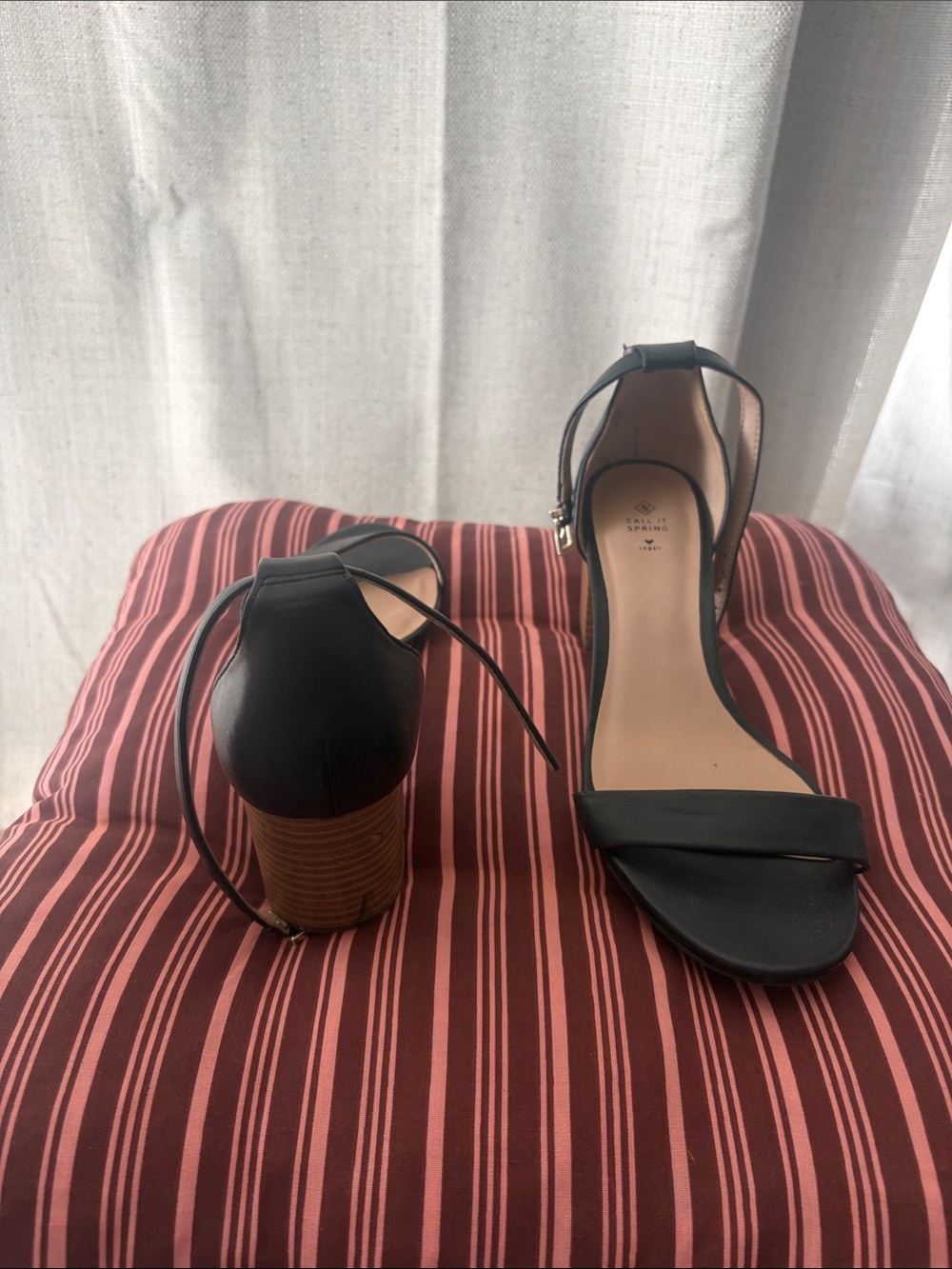 Call It Spring Black Ankle-Strap Block Heel Sandals
